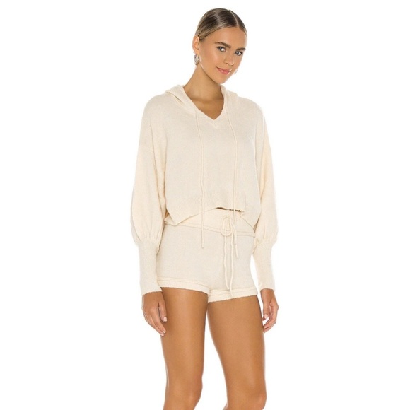 FREE PEOPLE x REVOLVE S Intimately 2pc Silent Mode Crop Hoodie Short SET Wool - Picture 2 of 16